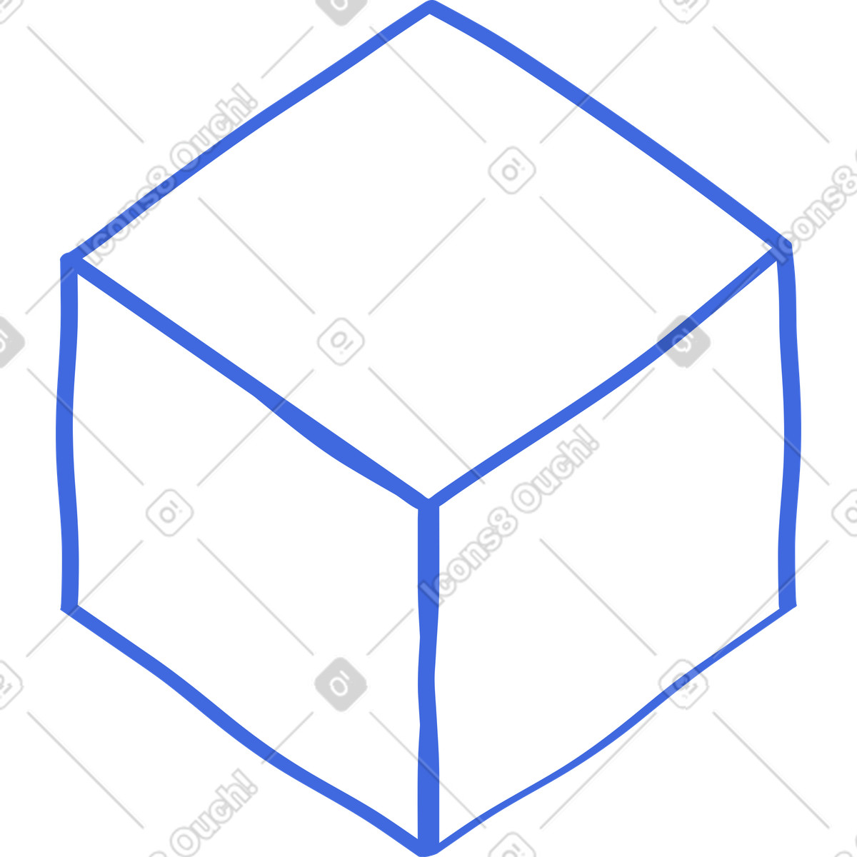 Ballpoint Pen スタイルの Isometric cube hand drawn style with irregular curved lines のイラストをPNG、SVG形式でダウンロード