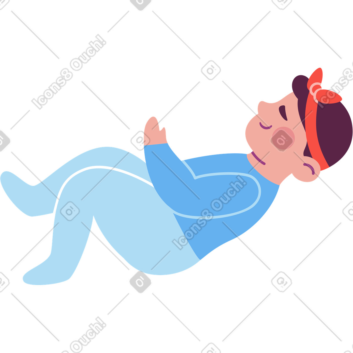 Sammy 스타일의 거짓말하는 여자 아기 일러스트레이션 PNG, SVG 다운로드