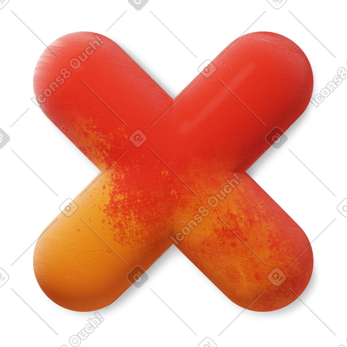 Illustration Colorful Cross or X Sign dans le style 3D Microsoft Fluent à télécharger aux formats PNG, SVG