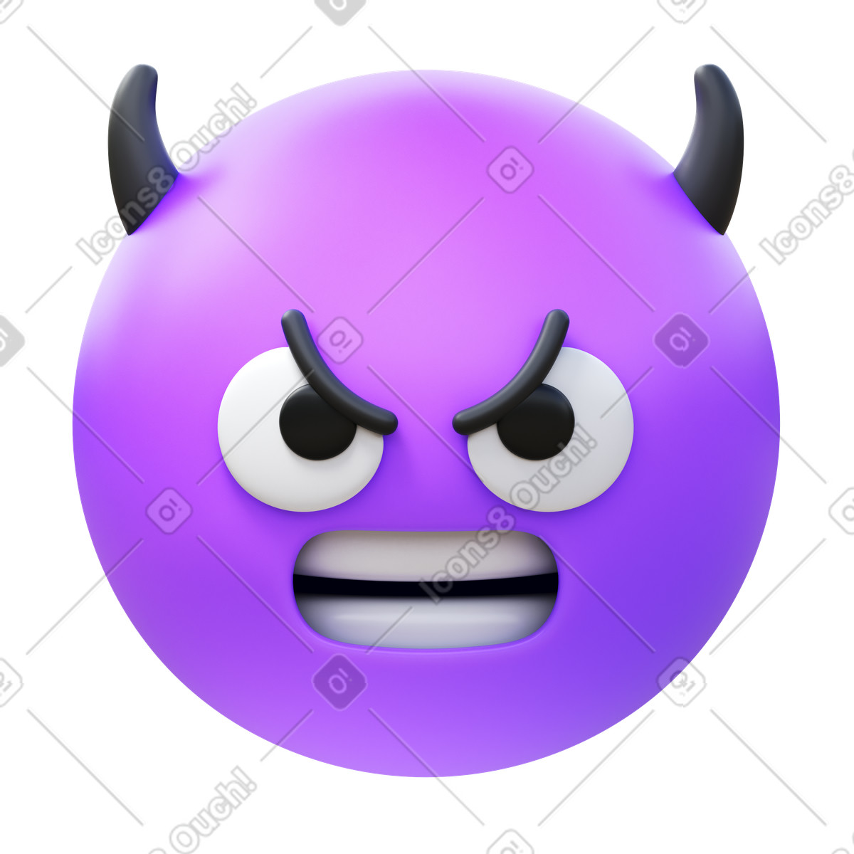 Angry face with horns illustration in 3D Fluency style download in PNG, SVG