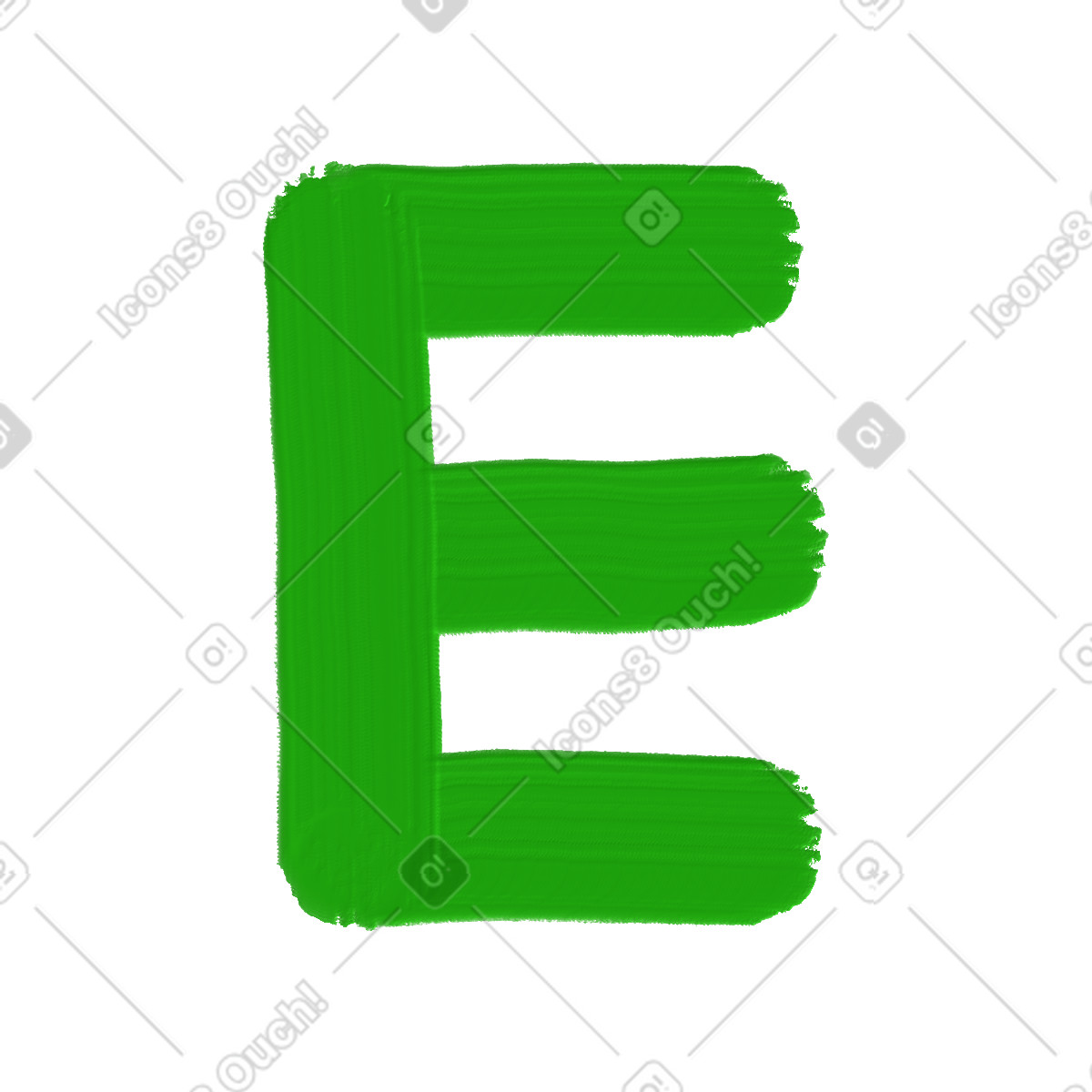 Green letter e illustration in Scrapbooking style download in PNG, SVG