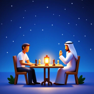 Christian muslim playing chess