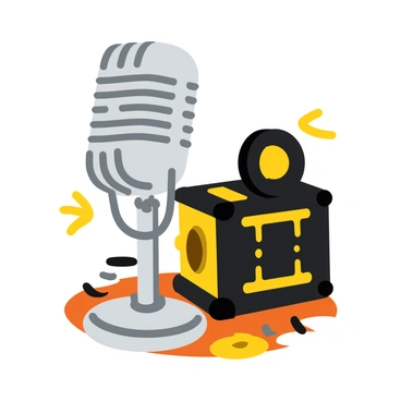 A microphone next to a vintage film camera on a set