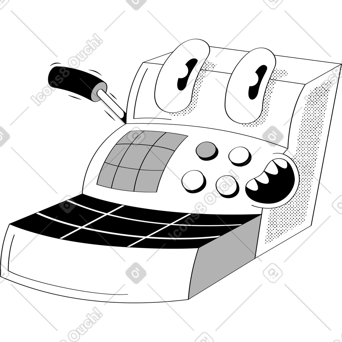 Ilustración Cajero automático en estilo Looney a descargar en PNG y SVG