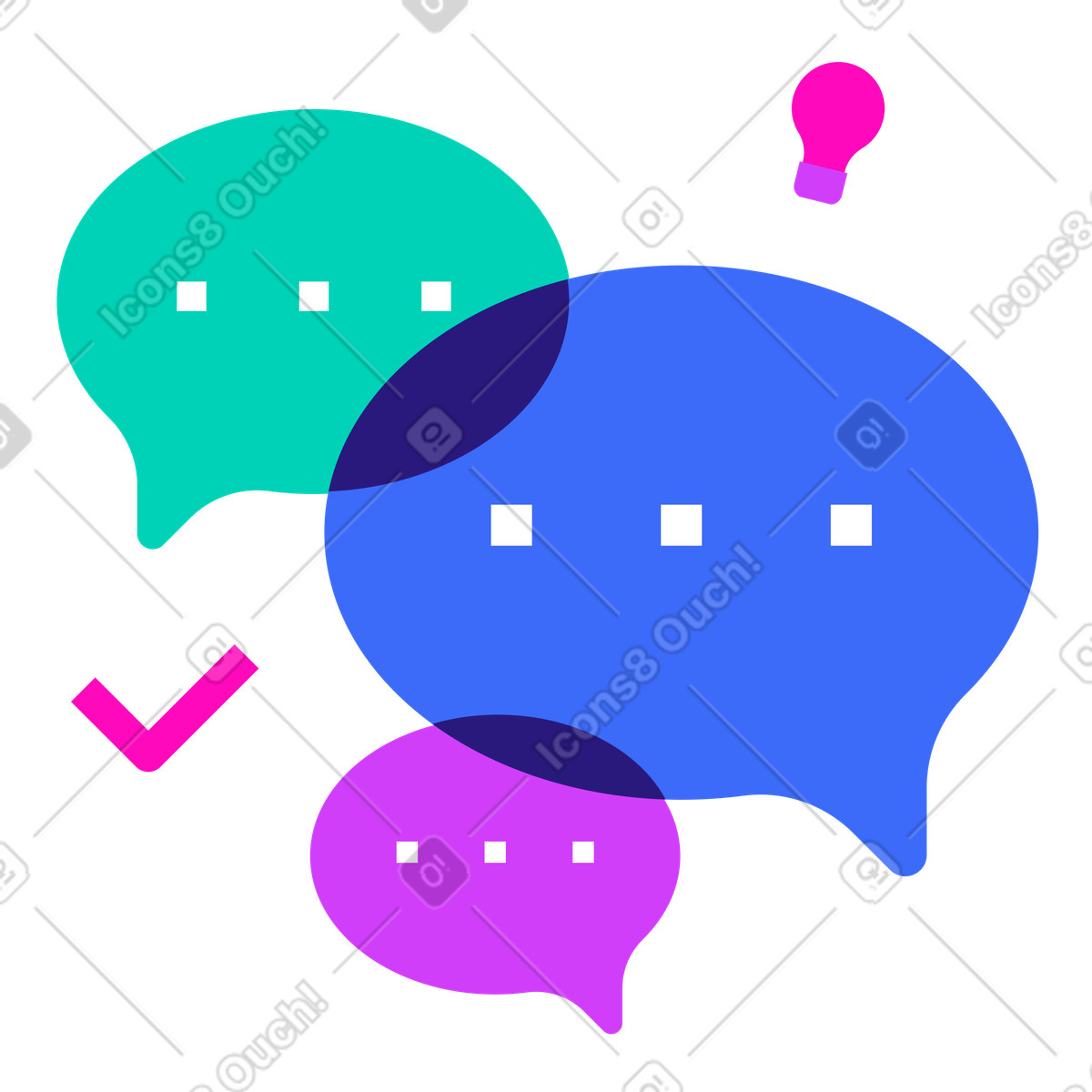 Иллюстрация Командное взаимодействие в chat bubbles стиле Basic — скачать форматах PNG, SVG