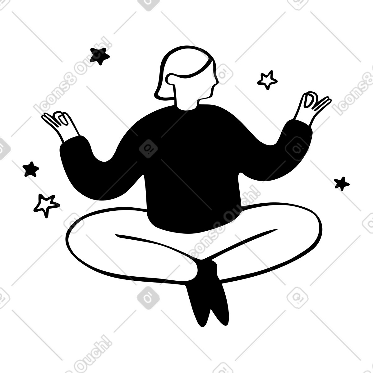 Woman meditating in lotus pose illustration Journal style download PNG, SVG