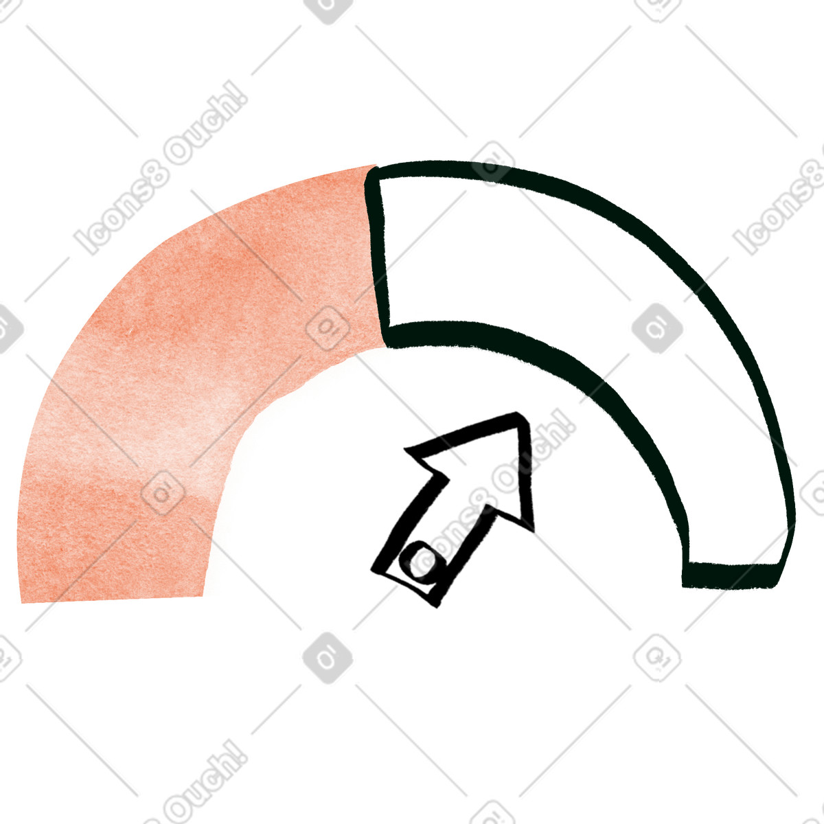 Split semicircle with contrasting halves, binary choice and decision making, visualizing opposing options animated illustration in Hand-drawn animation style download in GIF, Lottie (JSON), AE