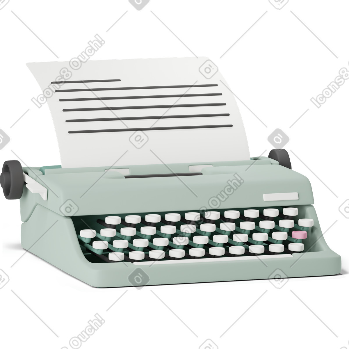 Иллюстрация Green typewriter в стиле 3D Casual life — скачать в форматах PNG, SVG
