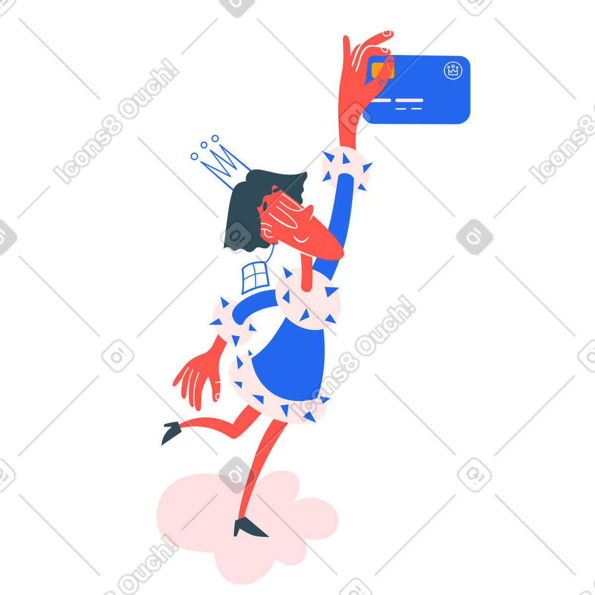 Ilustração de Pessoa com coroa exibindo um cartão pagamento em no estilo Kingdom para baixar em PNG, SVG