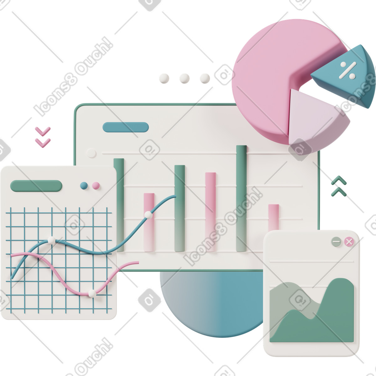 Анимированная иллюстрация Data analysis в стиле 3D Casual life — скачать в форматах GIF, Lottie (JSON), AE