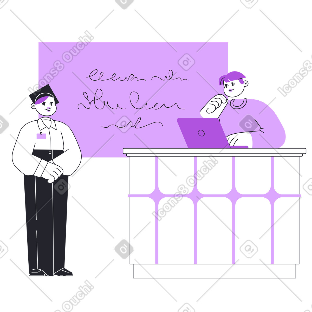 Graduation ceremony illustration featuring clipart related to bachelor's degree graphics and vectors