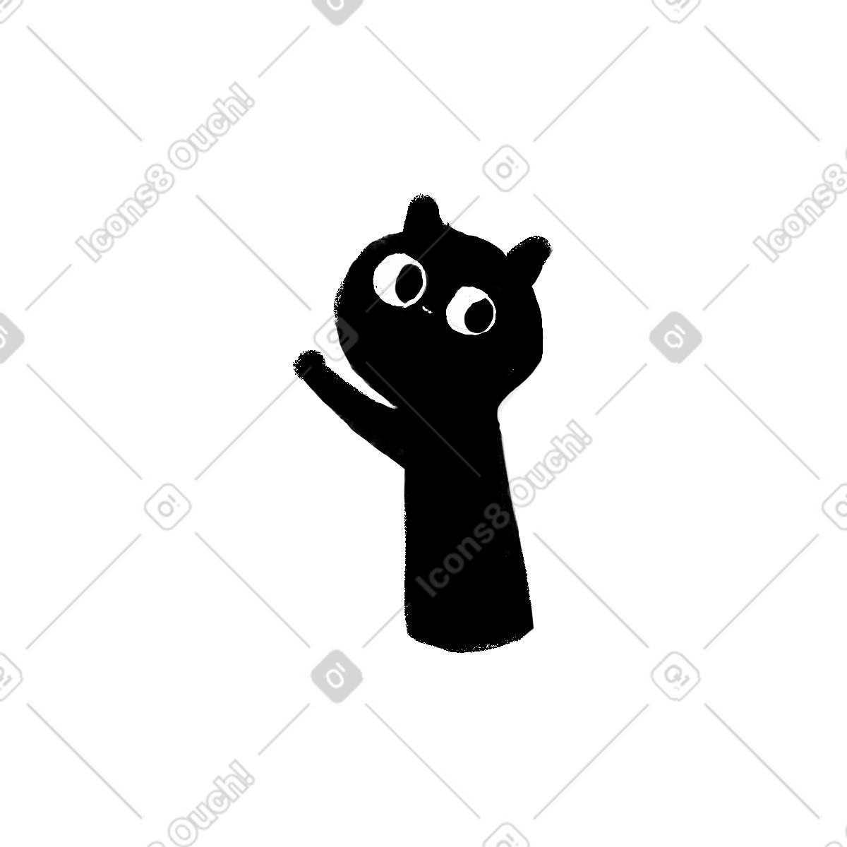 Illustration Black kitten dans le style Ikigai à télécharger aux formats PNG, SVG