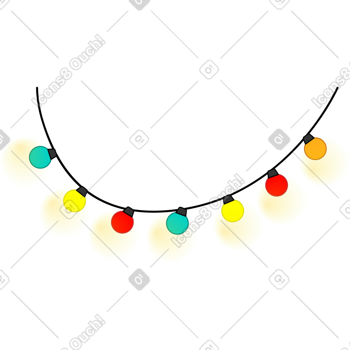 Holiday lights illustration showcasing vibrant clipart in PNG, SVG, and GIF