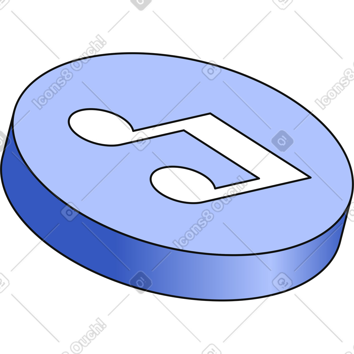 Ilustración Icono de la música en círculo estilo Techny a descargar PNG y SVG