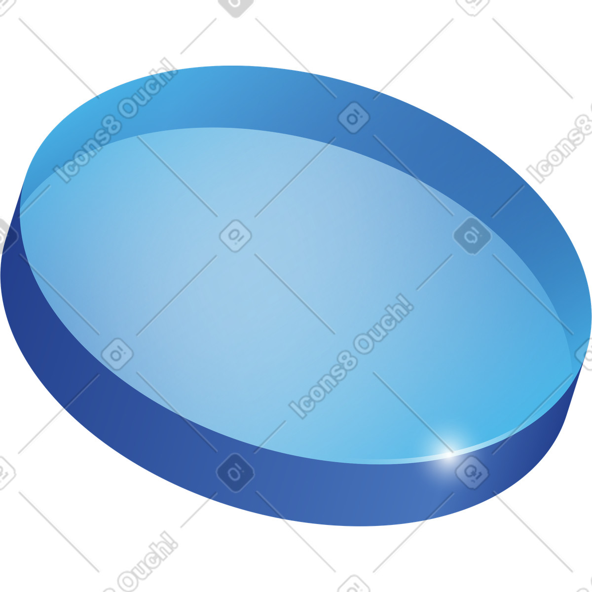 Blue translucent glass coin illustration in Quantum style download in PNG, SVG