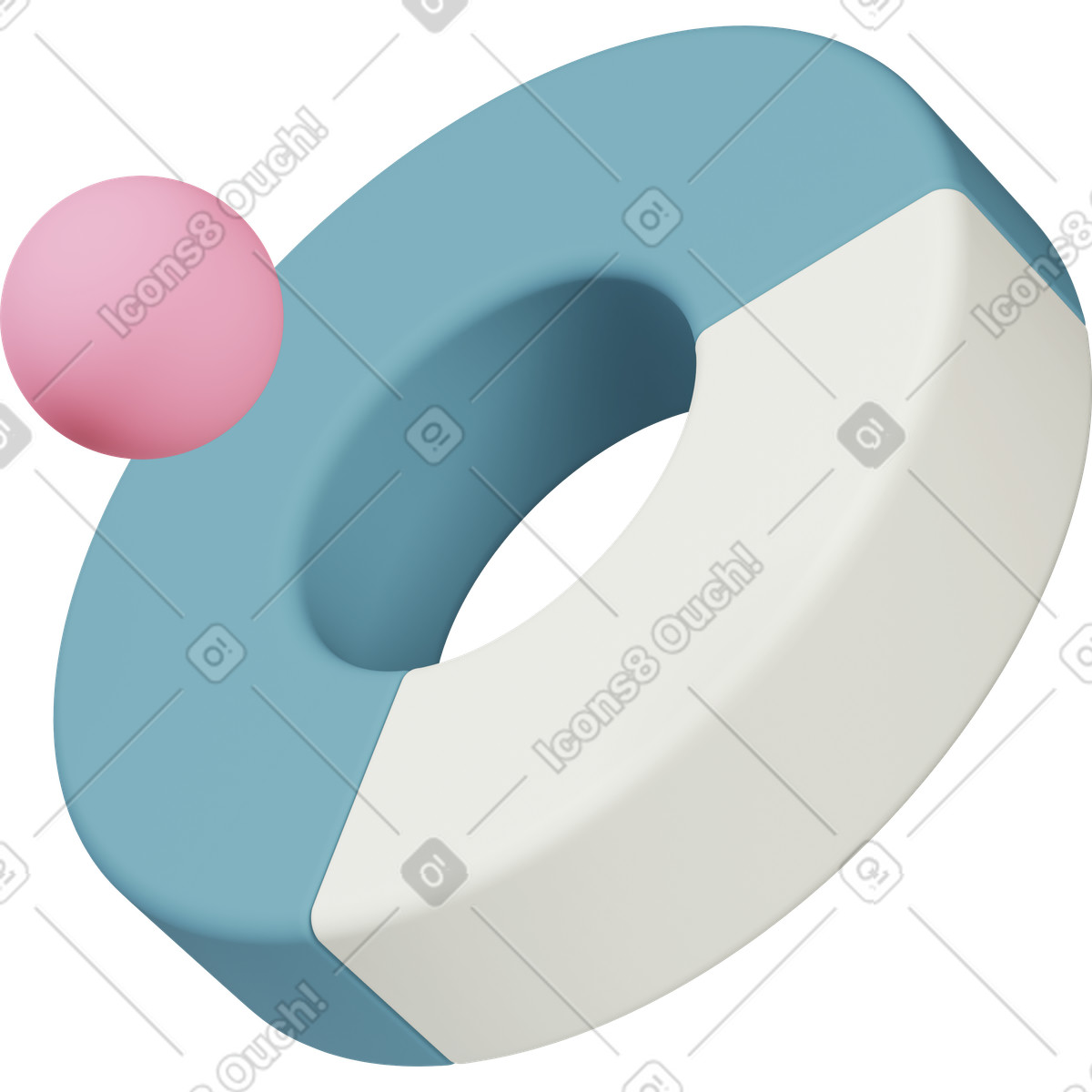 Doughnut diagram with pink sphere-Illustration im 3D Casual life-Stil als Download in PNG, SVG