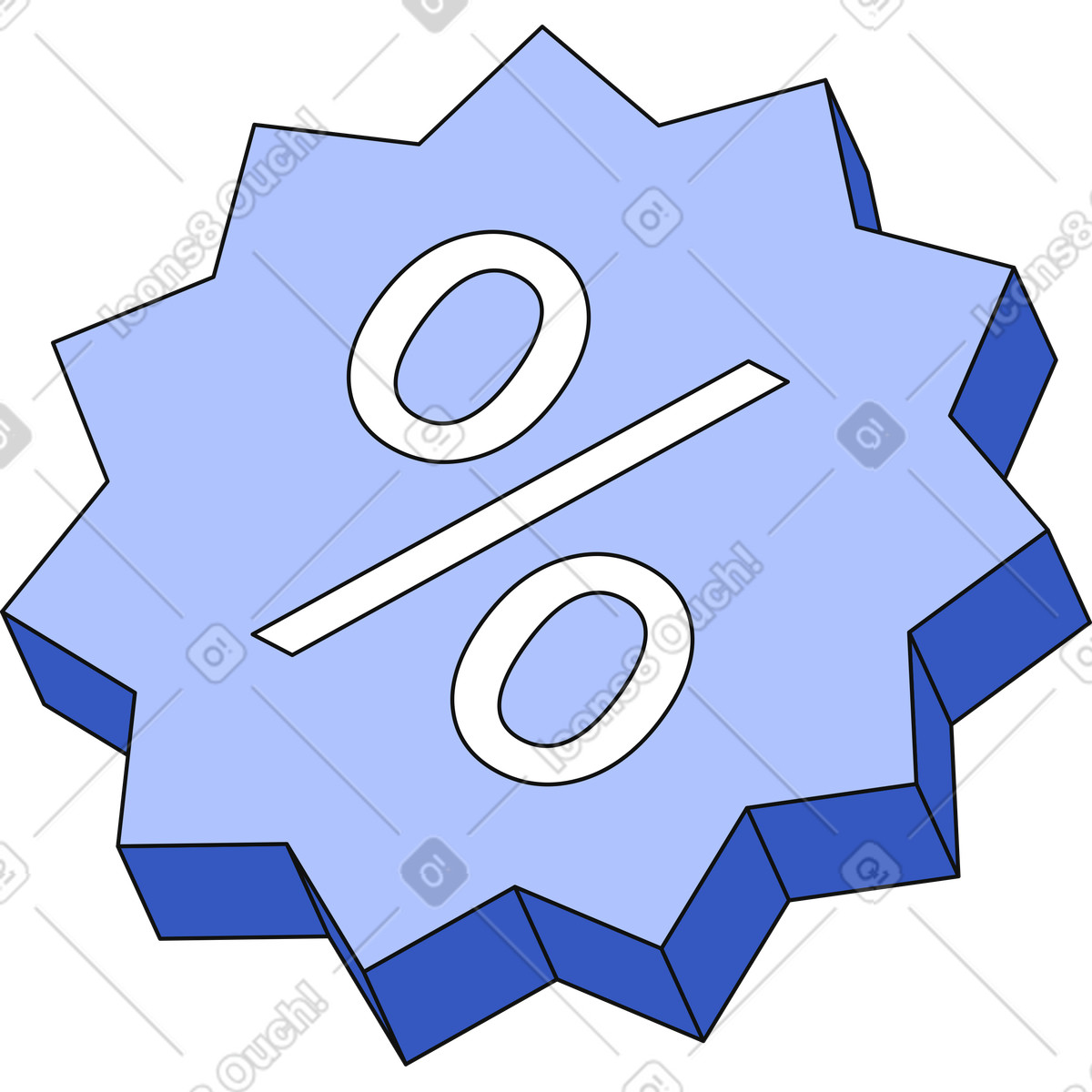 Ilustración Icono de estrella con porcentaje en estilo Techny a descargar en PNG y SVG