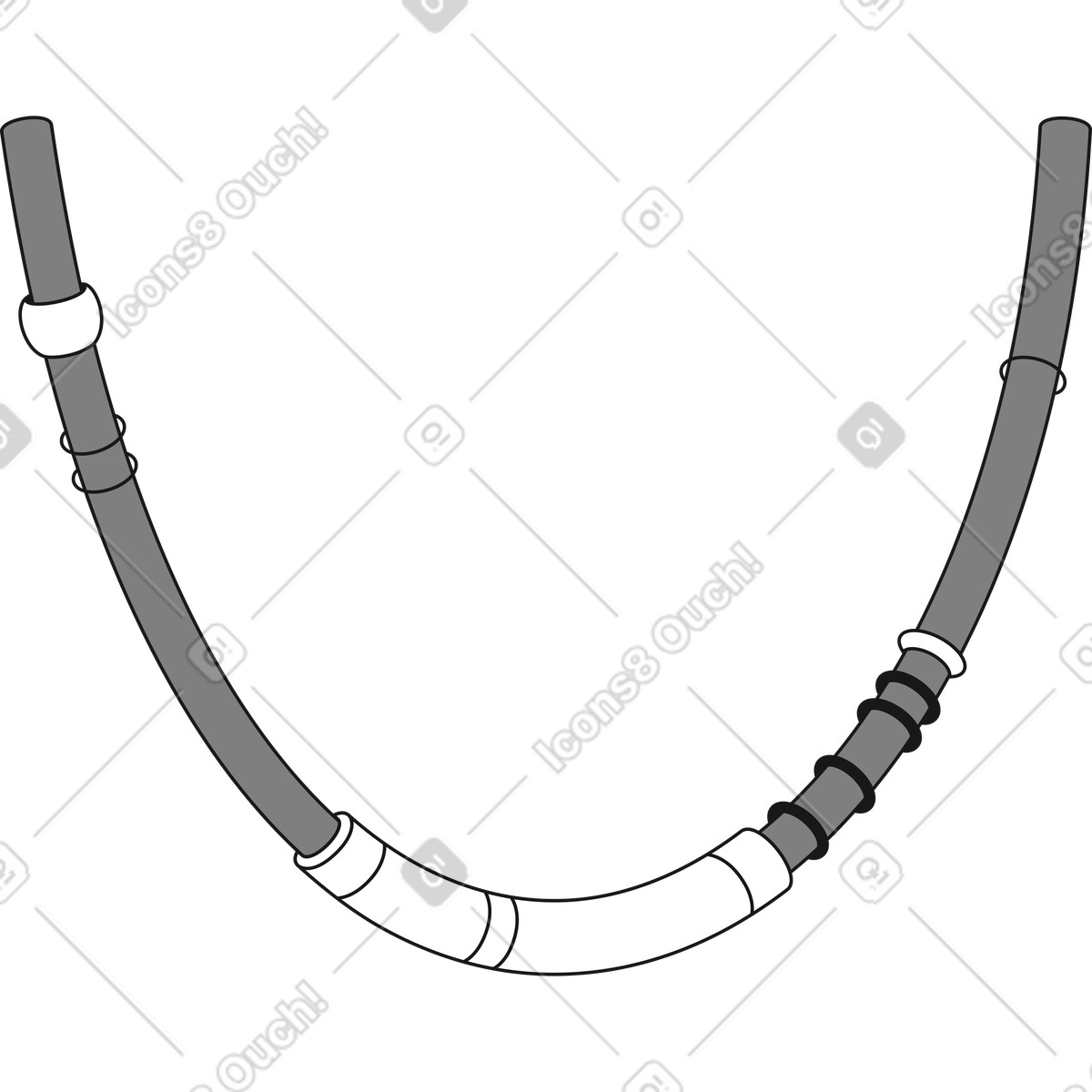 Cable curved harness with protective sleeves and multiple connector sections illustrazione in stile Futuristic scarica in PNG, SVG