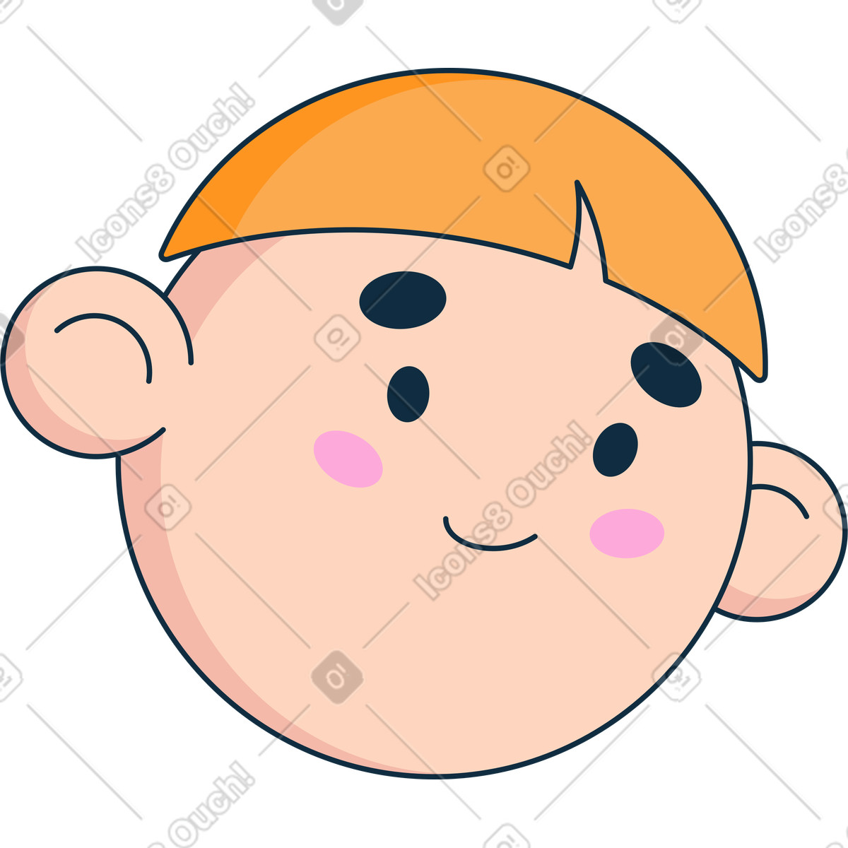 Illustration Tête avec un visage triste dans le style Bubble gum à télécharger aux formats PNG, SVG