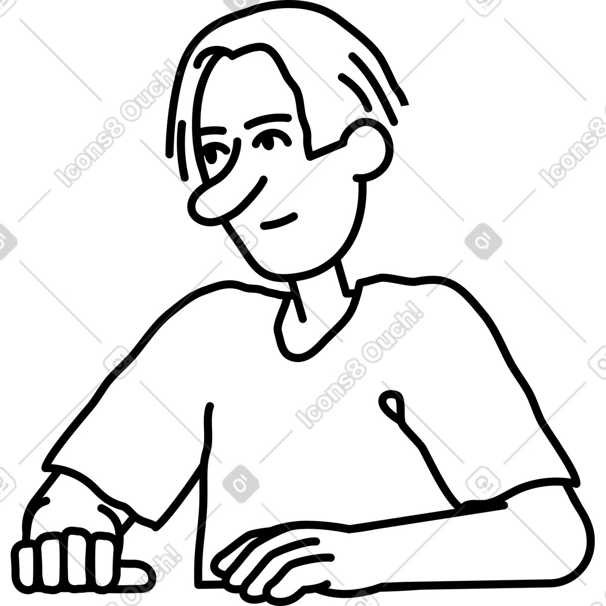 Man looking at something illustration in Notes style download in PNG, SVG