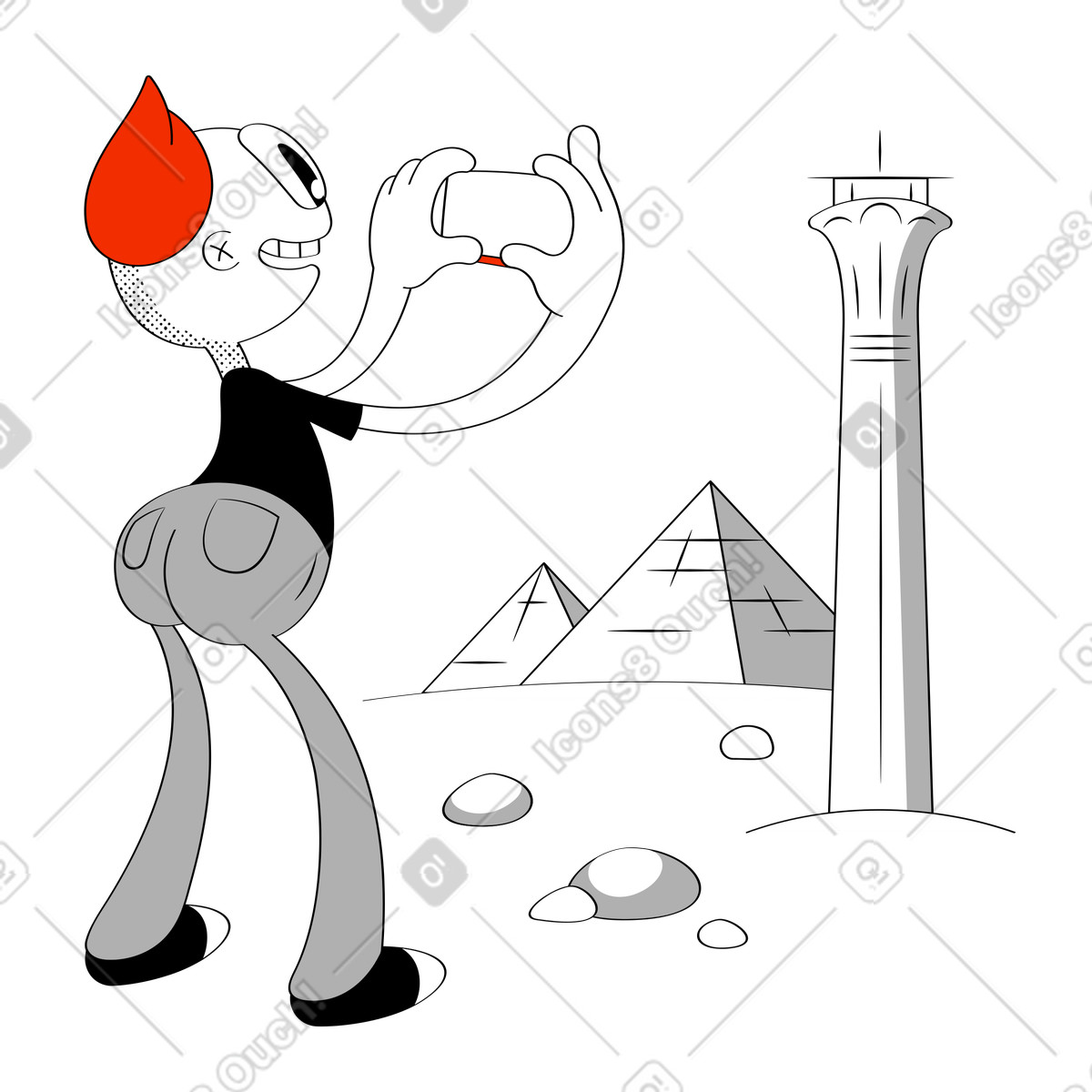 Geniesse die reise!-Illustration im Looney-Stil als Download in PNG, SVG