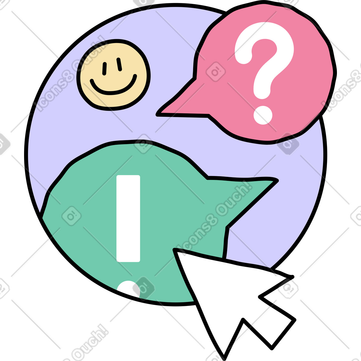 Notes スタイルの Frequently asked questions のイラストをPNG、SVG形式でダウンロード