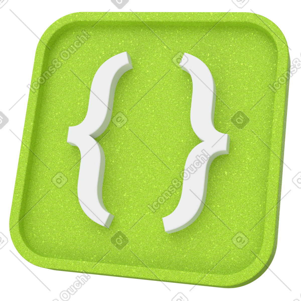 Green square coding icon illustration in 3D Enterprise style download in PNG, SVG