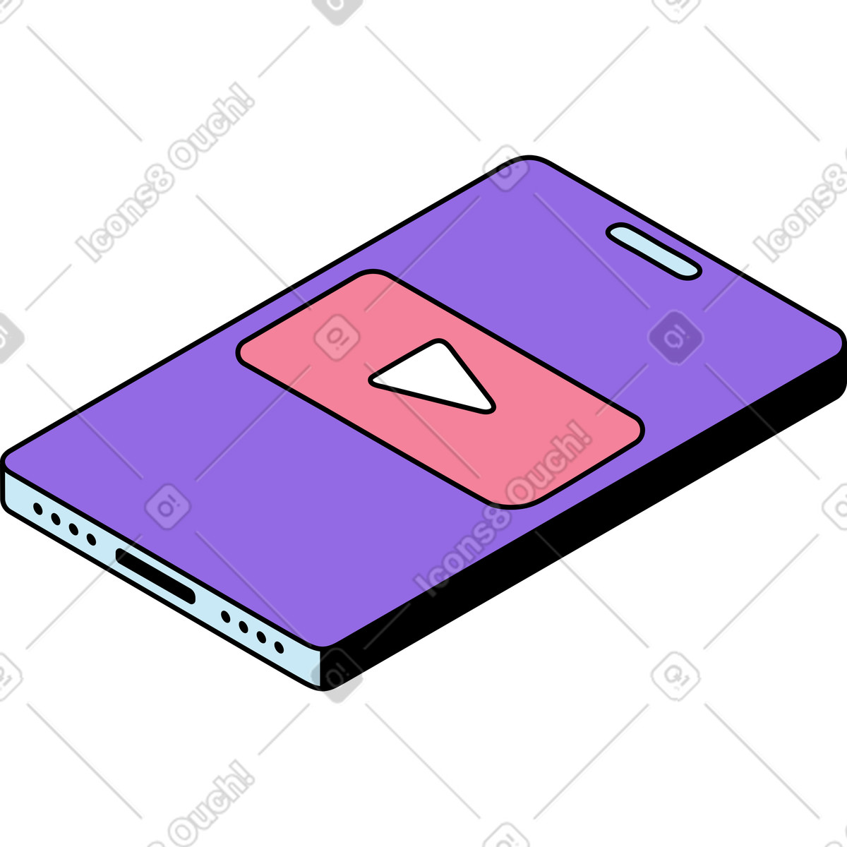 Illustration Smartphone avec contenu vidéo dans le style Project à télécharger aux formats PNG, SVG