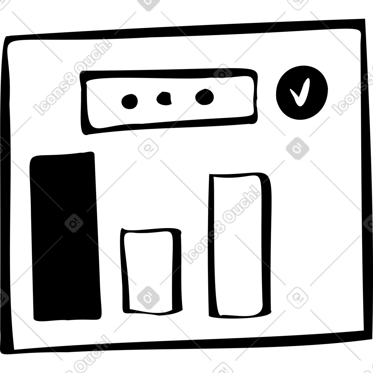 Illustration Fenêtre avec informations et graphiques dans le style Journal à télécharger aux formats PNG, SVG
