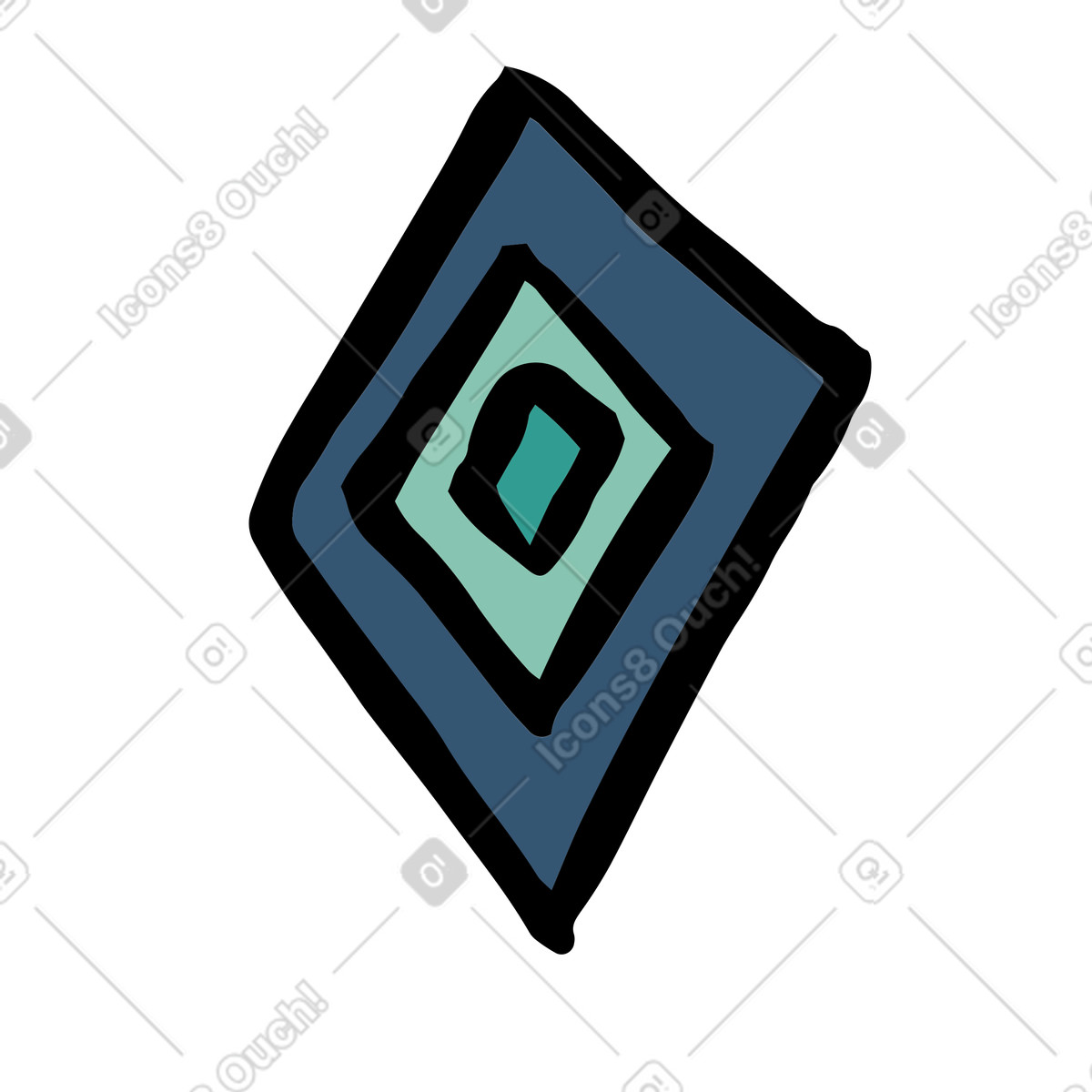 Concentric rhombus shapes, minimalist geometric decor illustration in Scandi style download in PNG, SVG
