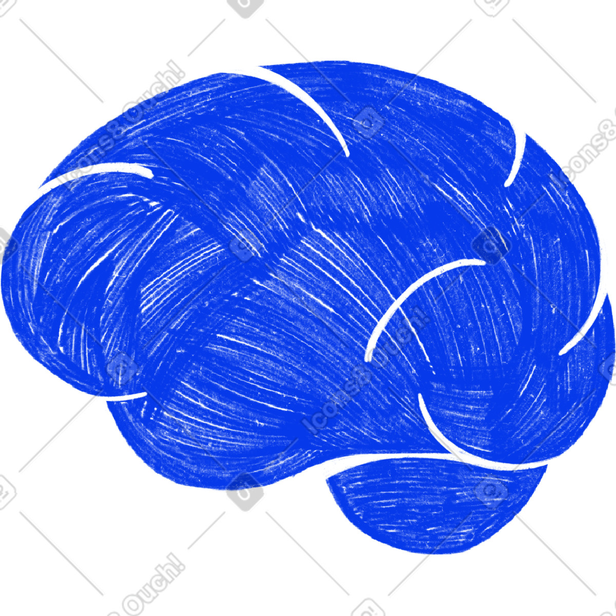 Ilustração de Blue brain em no estilo Biro para baixar em PNG, SVG