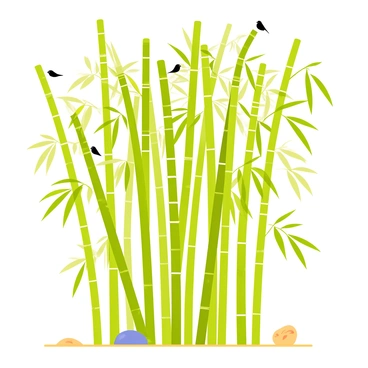 A tranquil bamboo grove with tall green stalks swaying in the wind.