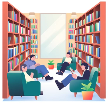 The interior of Gotham City Library features tall wooden shelves filled with an extensive collection of books. The shelves are arranged in neat rows, and the warm, rich colors of the wood create an inviting atmosphere. In the corners of the library, there are cozy reading nooks, each with comfortable armchairs upholstered in deep green fabric. Soft, ambient lighting illuminates the space, providing a relaxed ambiance. A large window allows natural light to filter in, highlighting the dust motes dancing in the air. Potted plants are placed around, adding a touch of nature to the surroundings. A few patrons can be seen sitting in the armchairs, deeply engrossed in their reading.