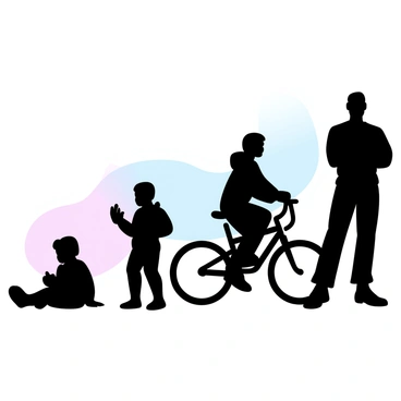 A visual timeline of a child growing from toddler to teenager in silhouette