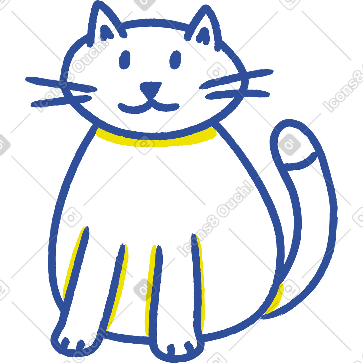 Illustration Chat blanc assis, la queue relevée dans le style Lime à télécharger aux formats PNG, SVG