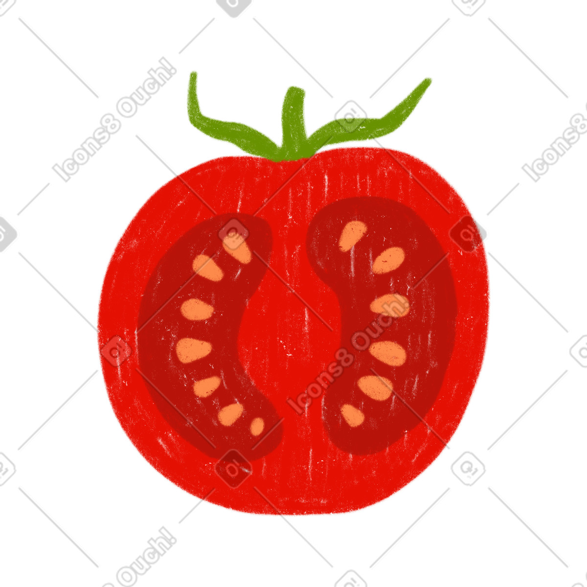 下载 Cozy 风格的 Tomato half 插画，支持 PNG、SVG 格式