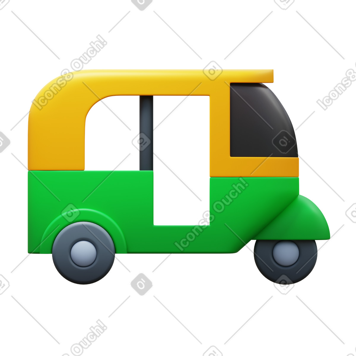 Auto rickshaw-Illustration im 3D Fluency-Stil als Download in PNG, SVG