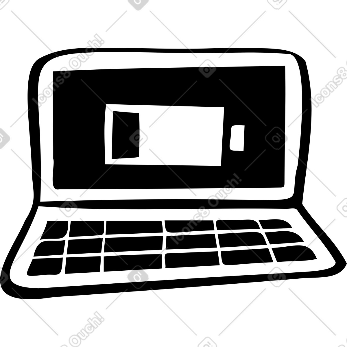 Laptop with low battery illustration in Journal style download in PNG, SVG