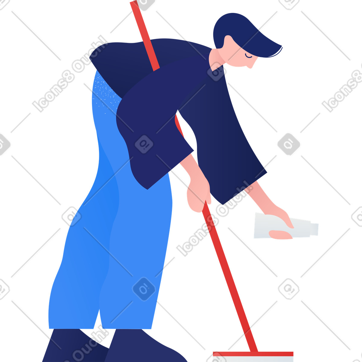 Clip 스타일의 Man cleaning floor 일러스트레이션 PNG, SVG 다운로드