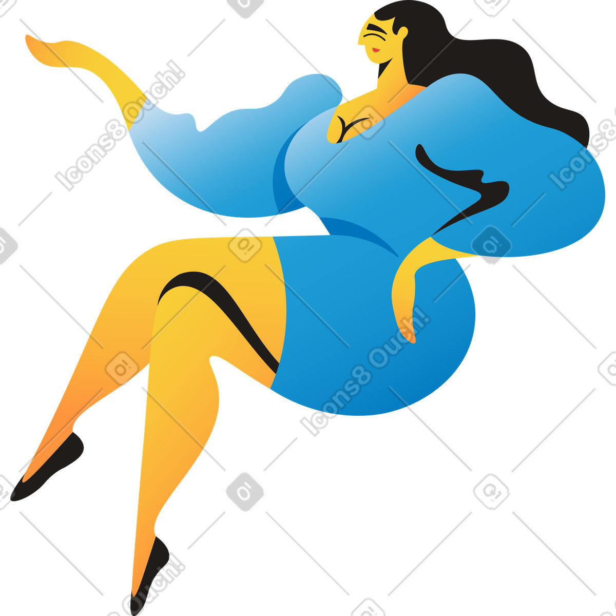 Ilustração animada de Mulher em no estilo Jaconda para baixar em GIF, Lottie (JSON), AE