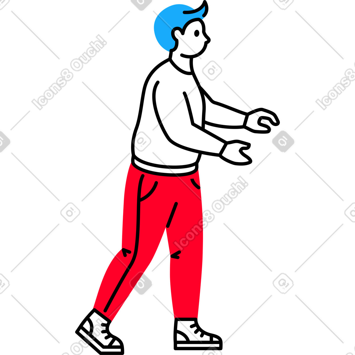 Standing man with outstretched arms illustration in Transistor style download in PNG, SVG