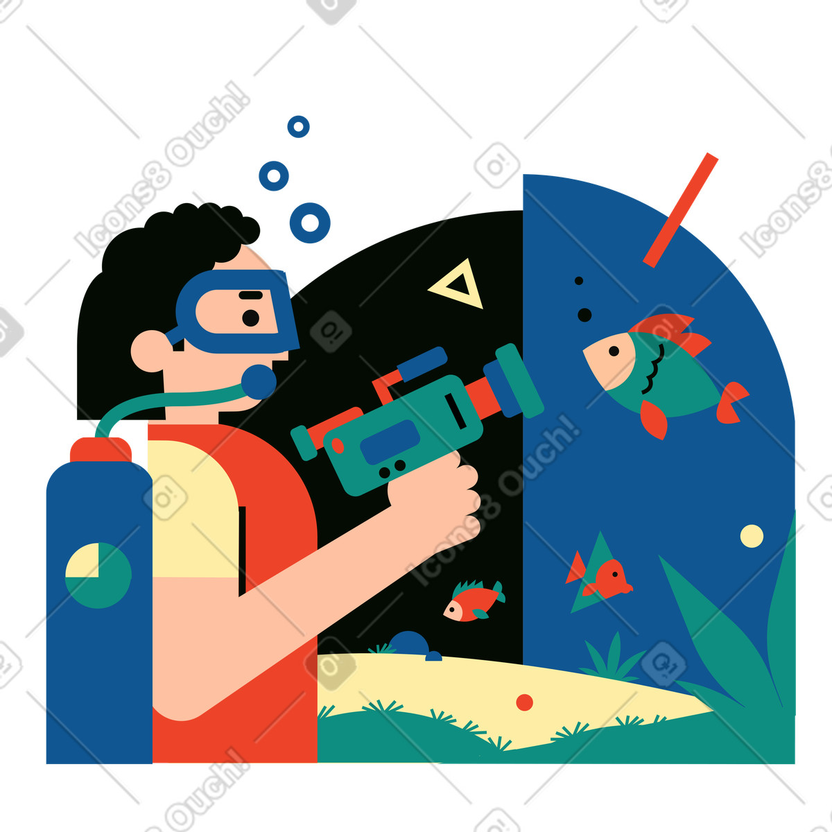 Ilustración Grabación de videos bajo el agua en estilo Polar a descargar en PNG y SVG