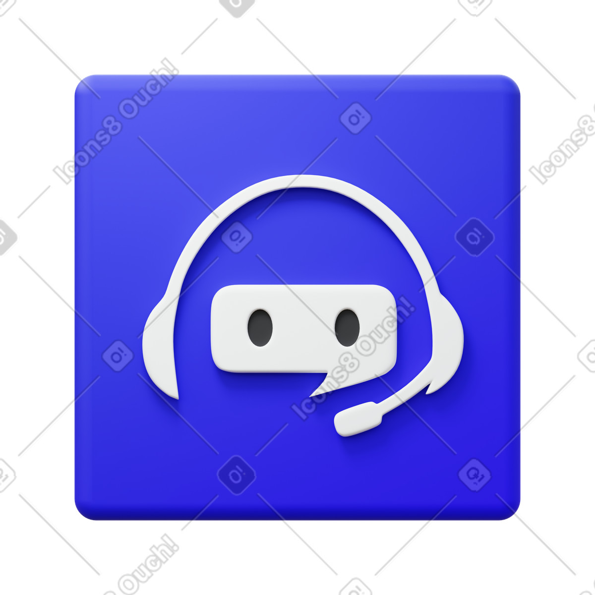 Иллюстрация 3D Blue AI Chatbot Assistant Icon в PNG и SVG