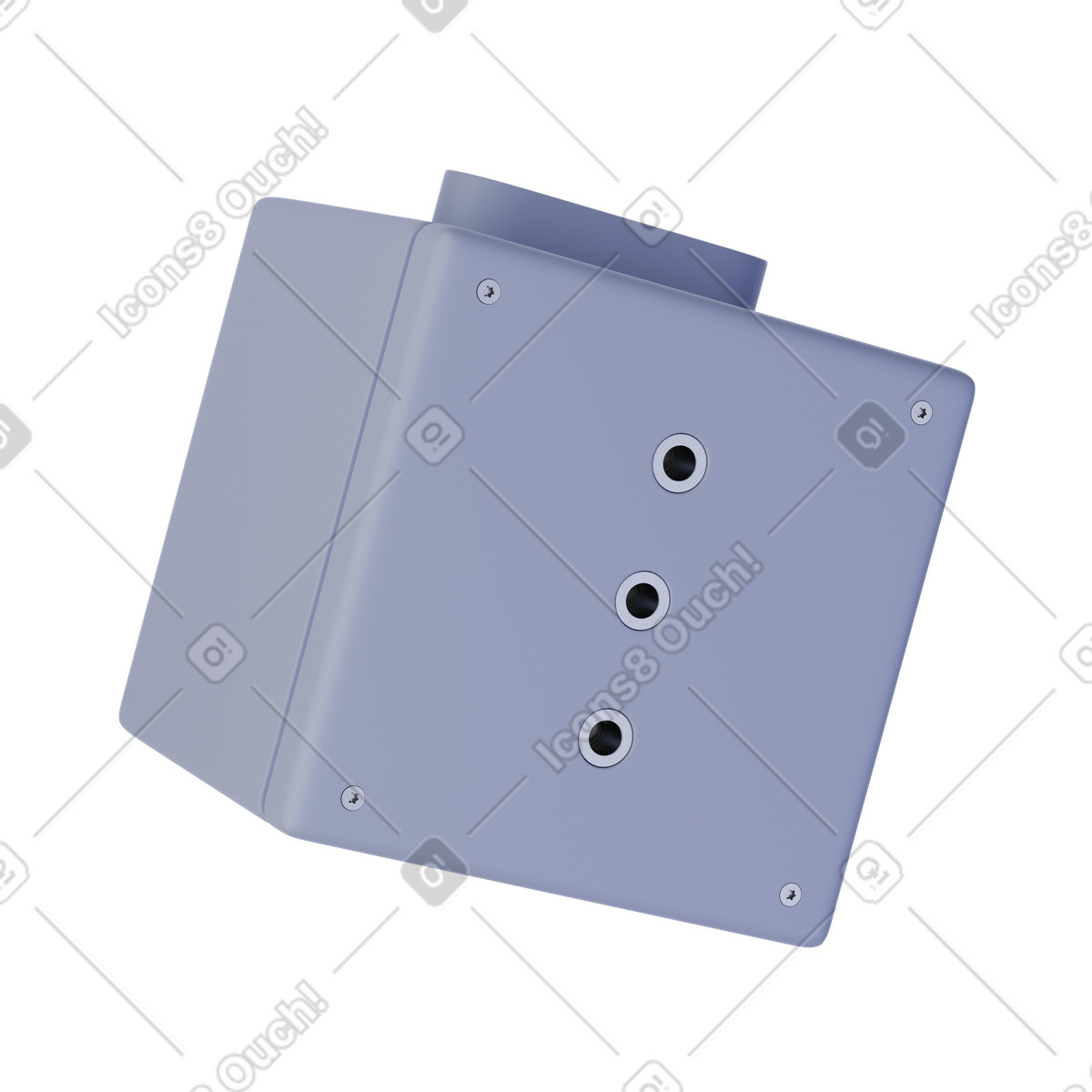 Ilustración Violet extension socket cube with audio jack ports, Power strip block, Electrical outlet render en estilo 3D Product a descargar en PNG y SVG