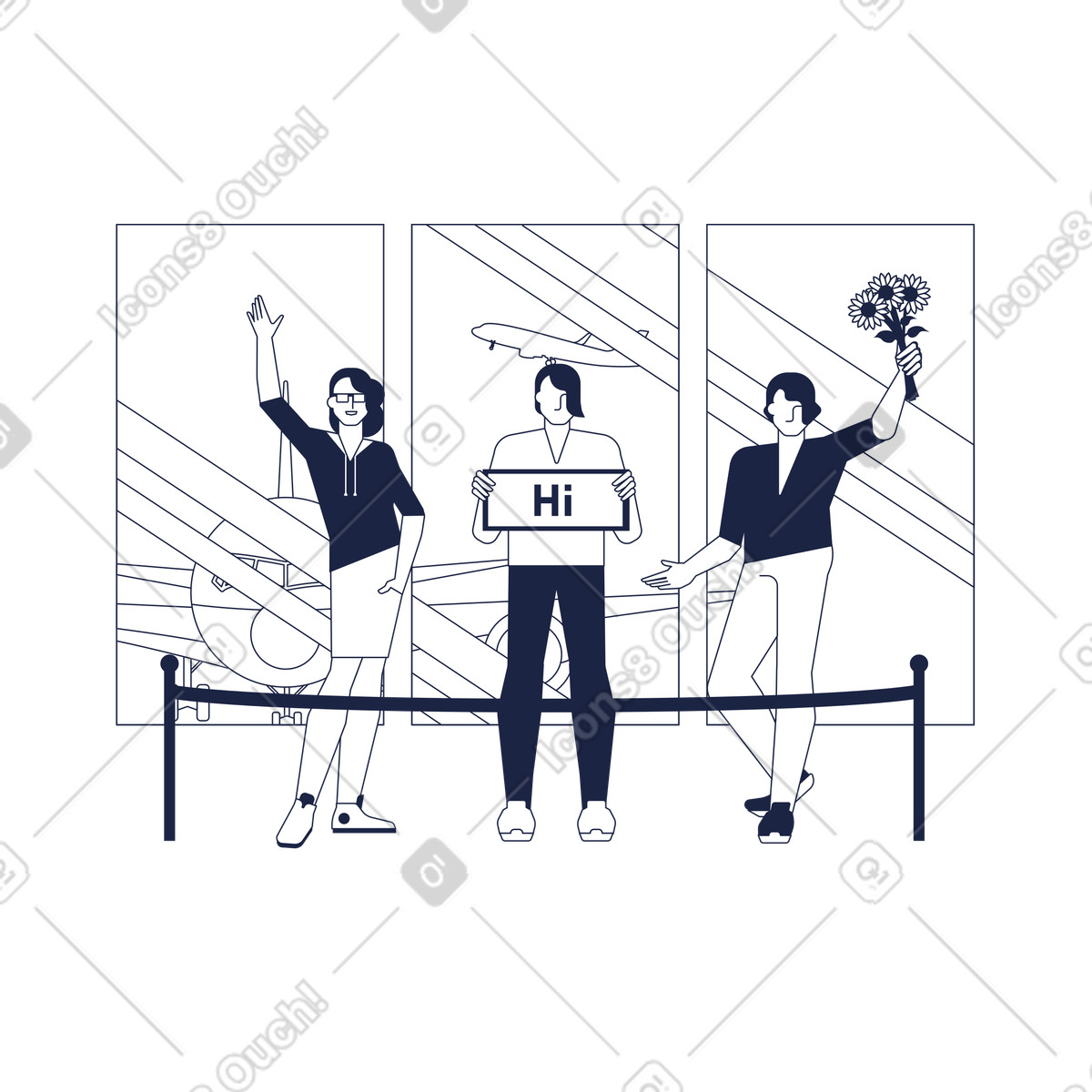 Herzlich willkommen!-Illustration im Urban Line-Stil als Download in PNG, SVG