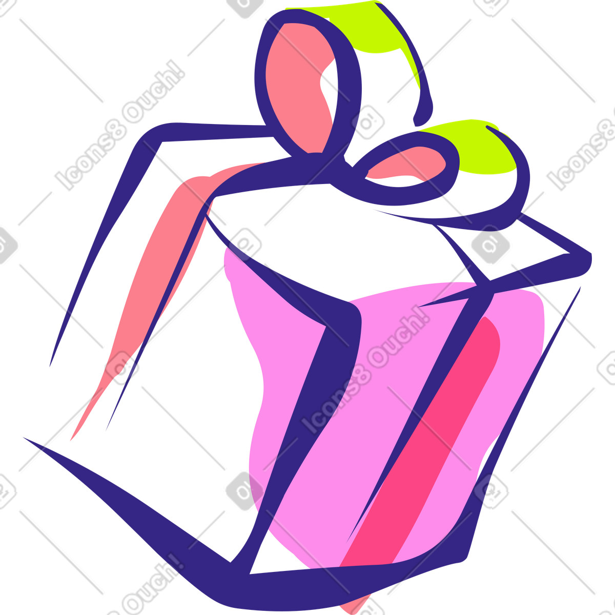 Gift box illustration in Glam style download in PNG, SVG