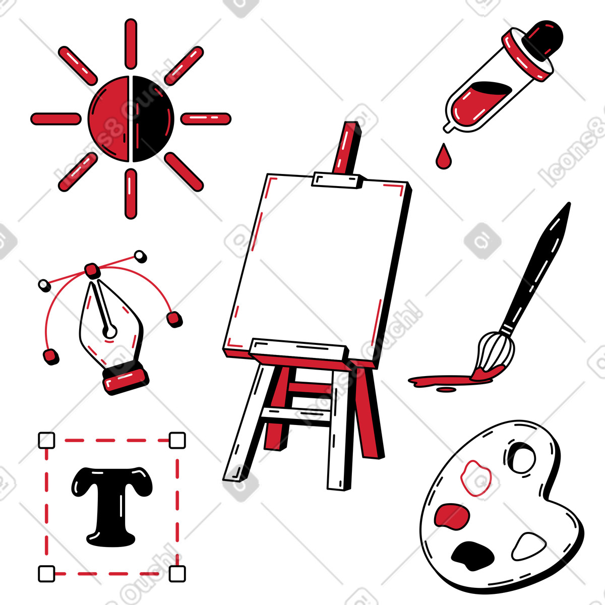 Articoli di web design e pittura illustrazione in stile Ruby scarica in PNG, SVG