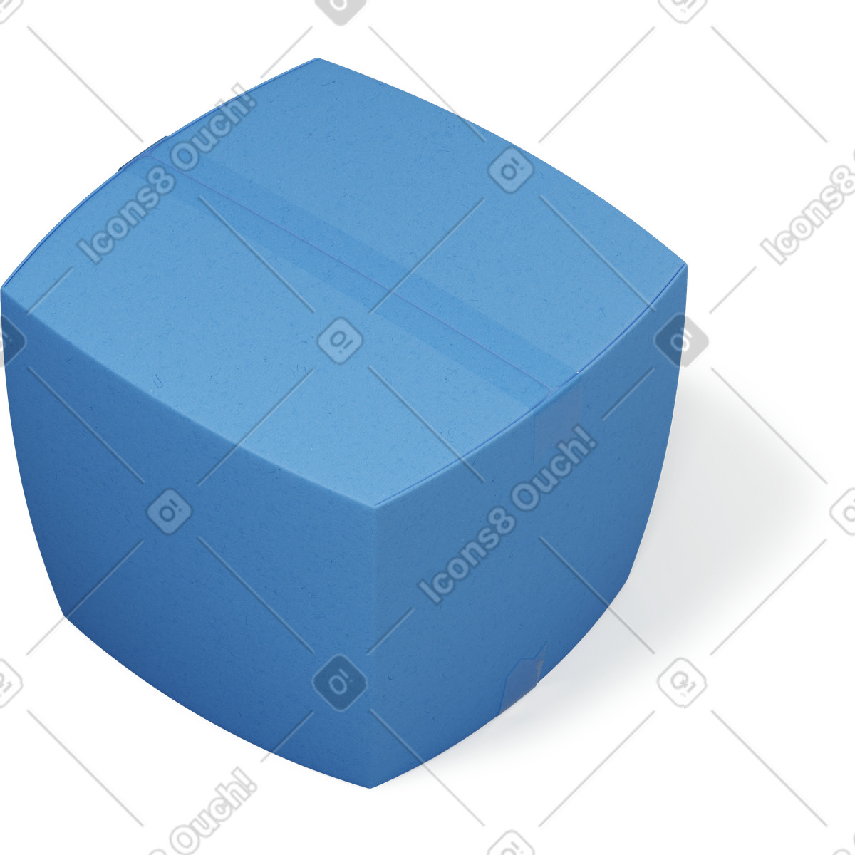 Ilustración Vista superior de la caja cerrada azul girada a derecha en estilo 3D Buddy descargar en PNG y SVG