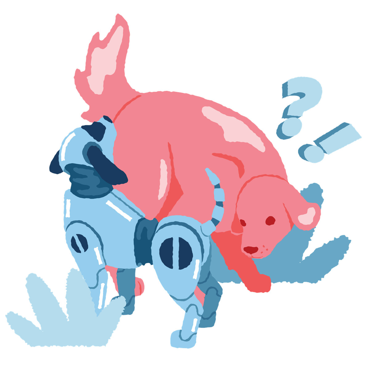 Robot dog and confused illustration in Cherry style download in PNG, SVG
