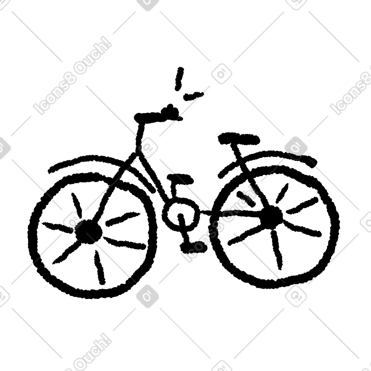Ilustração de Bicycle hand drawn sketch with spoked wheels and simple frame em no estilo Black Chalk para baixar em PNG, SVG